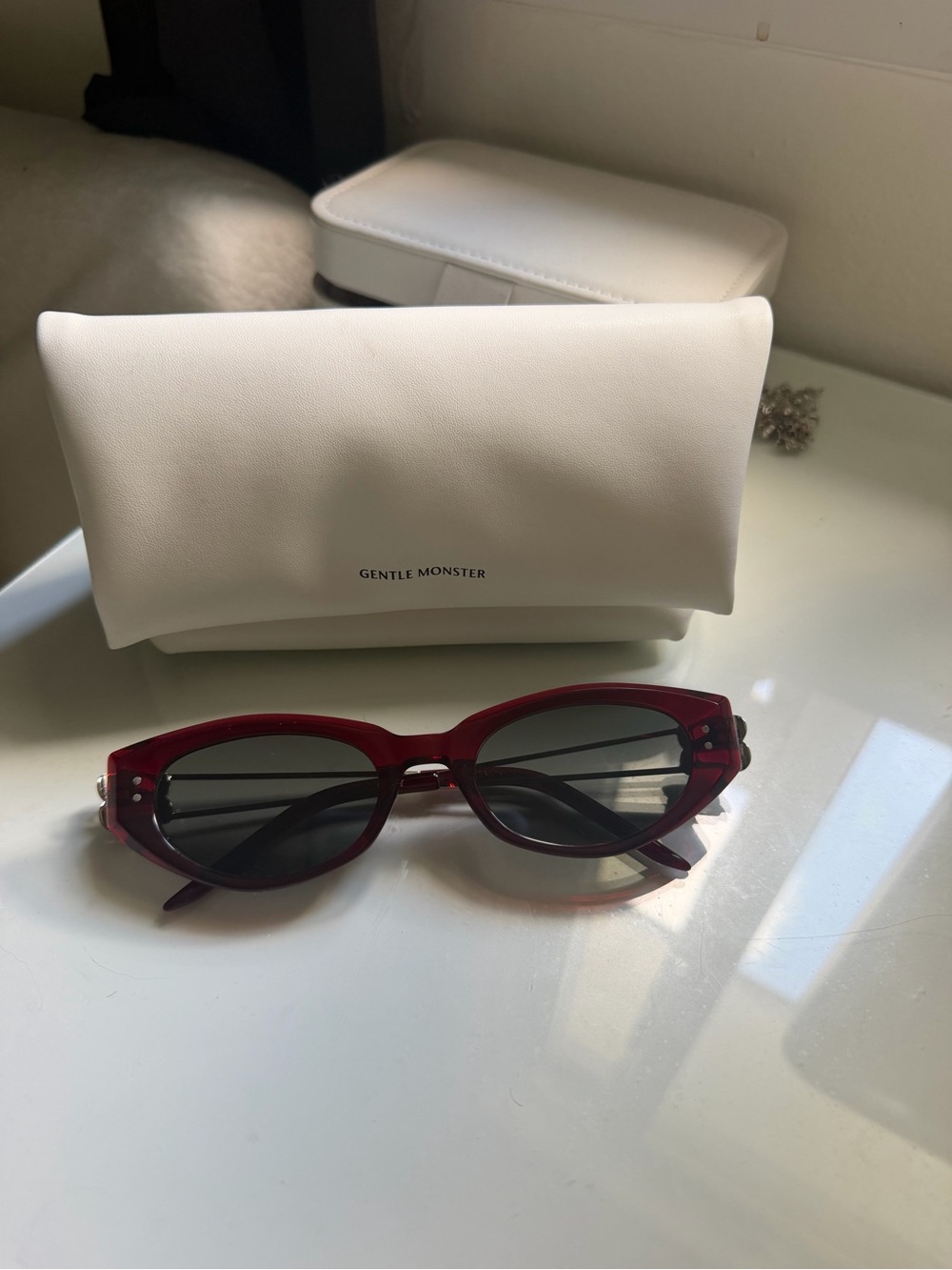 GENTLE MONSTER Burgundy Cat-Eye Sunglasses